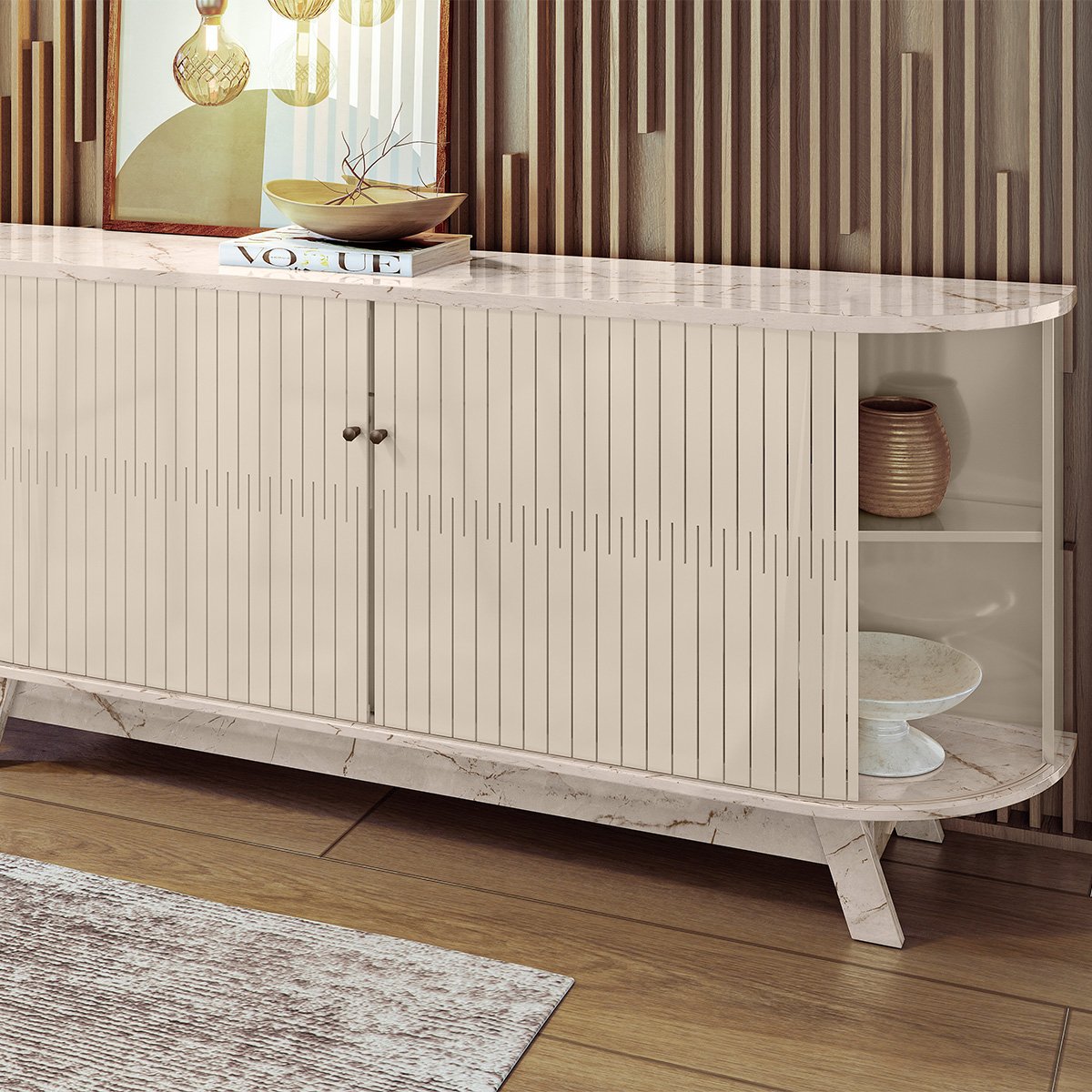 Buffet Mônaco 183cm 308136 Calacata Off White Madetec - 3