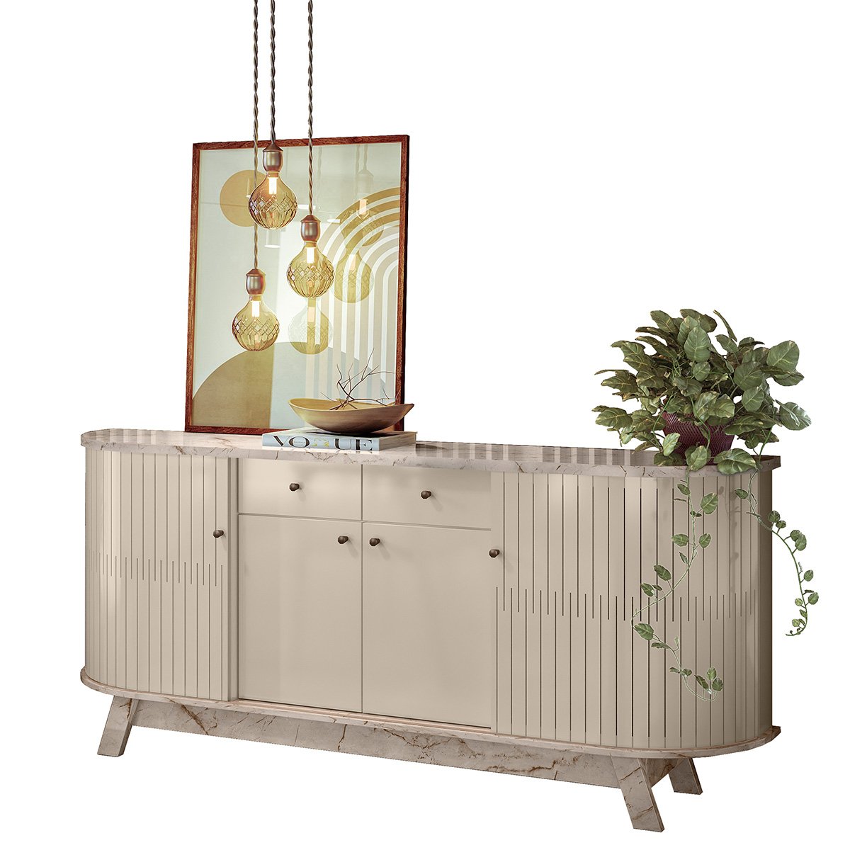 Buffet Mônaco 183cm 308136 Calacata Off White Madetec