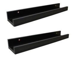 Combo 2 Prateleiras Porta Quadro Preto Mdf 90 cms - 2