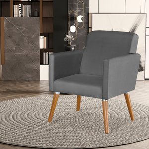 Poltrona Cristal Suede Escritórios e Recepção Pés em Madeira:grafite Suede