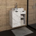 Ver imagem 2 de Gabinete Suspenso Para Cuba De Banheiro Marmore Branco