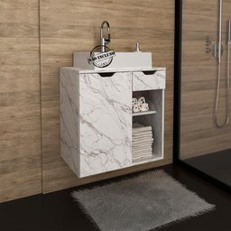 Gabinete Suspenso Para Cuba De Banheiro Marmore Branco - 2