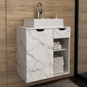 Ver imagem 1 de Gabinete Suspenso Para Cuba De Banheiro Marmore Branco