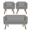 Ver imagem 1 de Kit Sofá Namoradeira 2 Lugares e 02 Poltronas Julia Grafite