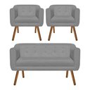 Ver imagem 5 de Kit Sofá Namoradeira 2 Lugares e 02 Poltronas Julia Grafite
