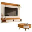 Ver imagem 1 de Painel para Tv Aura com Mesa de Centro Indianápolis Cinamomo Off White - Madetec
