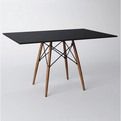 Mesa Eiffel Wood Tampo Retangular de Madeira Preto 120 Cm