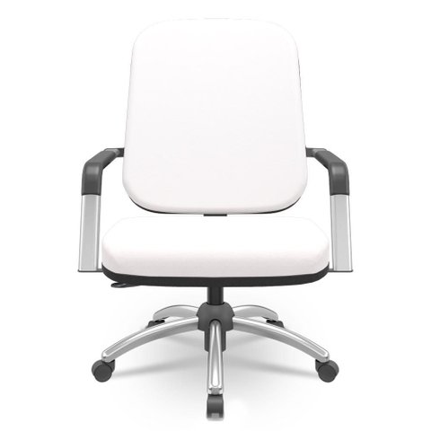 Cadeira de Escritório Giratória com Braço Cromada Magno P03 Vinil Branco - Lyam Decor