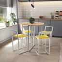 Ver imagem 1 de Conjunto Mesa 4 Cadeiras Estofado Tampo Pinus Redondo Industrial White