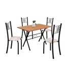 Ver imagem 2 de Conjunto de Mesa Tubular 062 100x60cm Tampo em MDF com 4 Cadeiras Sara Preto/Botanic Bege/Txt