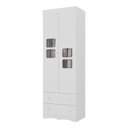 Ver imagem 2 de Guarda-roupa Infantil 62cm 2 Portas com Vidro e 2 Gavetas Serena Multimóveis Mp4430 Branco