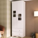 Ver imagem 1 de Guarda-roupa Infantil 62cm 2 Portas com Vidro e 2 Gavetas Serena Multimóveis Mp4430 Branco