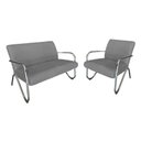 Ver imagem 1 de Kit Namoradeira + Poltrona Decorativa Bela Suede Cinza Braço Cromado
