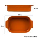 Ver imagem 2 de Travessa Retangular 30x21cm Laranja Germer Porcelana Assadeira Forma Canelada Média