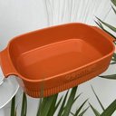 Ver imagem 7 de Travessa Retangular 30x21cm Laranja Germer Porcelana Assadeira Forma Canelada Média