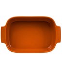 Ver imagem 1 de Travessa Retangular 30x21cm Laranja Germer Porcelana Assadeira Forma Canelada Média