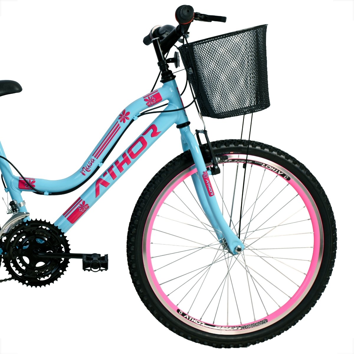 Bicicleta Feminina Athor Musa Aro 24 18 Marchas com Cestão:azul/unico/unissex - 6