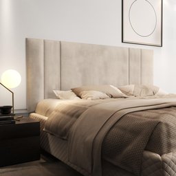 Cabeceira Para Cama Casal Luana 1,40 Estofada Suede - Areia - RPM Móveis - 1