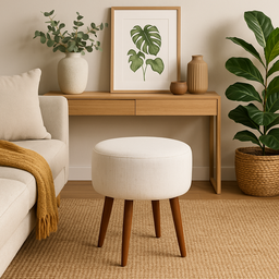 Puff Banco Decorativo Lia Linho Bege - 1