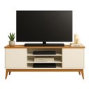Ver imagem 1 de Rack Bancada para Tv até 60 Polegadas 1,60m 2 Portas 3 Nichos Titan Off White / Madeirado Edn Off