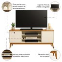 Ver imagem 3 de Rack Bancada para Tv até 60 Polegadas 1,60m 2 Portas 3 Nichos Titan Off White / Madeirado Edn Off