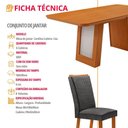 Ver imagem 7 de Conjunto de Jantar Carolina Laminado 6 Lugares Tampo MDF Cadeiras Lisa Grafite Naturalle 180cm
