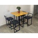 Ver imagem 5 de Kit 3 Banqueta Baixa Para Cozinha Preta Industrial Assento Estofado  