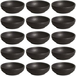 Kit 15 Ramequins 70ml Cerâmica Orgânico Preto Porta Shoyu Bu - 1