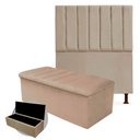 Ver imagem 1 de Kit Cabeceira + Calçadeira Baú Cancun Solteiro 120cm Suede - Ecotec Decor:Bege