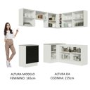 Ver imagem 5 de Cozinha Completa de Canto Madesa Agata 399002 com Armário e Balcão (Sem Tampo e Pia) Branco/Preto Co