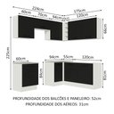Ver imagem 3 de Cozinha Completa de Canto Madesa Agata 399002 com Armário e Balcão (Sem Tampo e Pia) Branco/Preto Co