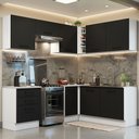 Ver imagem 1 de Cozinha Completa de Canto Madesa Agata 399002 com Armário e Balcão (Sem Tampo e Pia) Branco/Preto Co