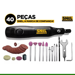 Micro Retifica Elétrica Profissional 130w 40 Peças Mini Retifica Dupla Isolação Snel - 2