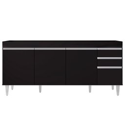 Balcão Gabinete Para Pia 180cm Sem Tampo Dallas Preto - Lumil - 6
