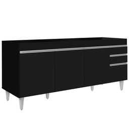 Balcão Gabinete Para Pia 180cm Sem Tampo Dallas Preto - Lumil - 1