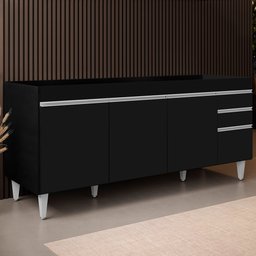 Balcão Gabinete Para Pia 180cm Sem Tampo Dallas Preto - Lumil - 2