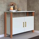 Ver imagem 1 de Balcão Aparador Design Industrial C/02 Portas 89 Cm 100%mdf Cor:off White com Freijó