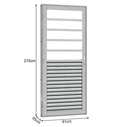 Porta de Aço Mista Laminada Silver 81x215 R50 Abertura Esquerda Prata - 2