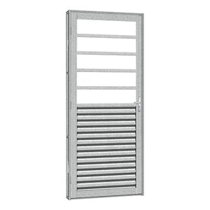 Porta de Aço Mista Laminada Silver 81x215 R50 Abertura Esquerda Prata