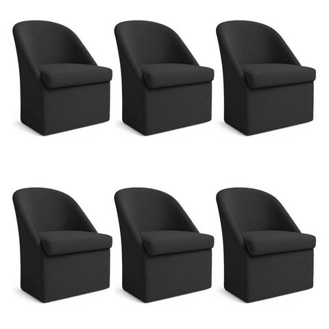 Kit 6 Poltronas Decorativas Malli Boucle - Pallazio Cor:Preto