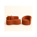 Ver imagem 1 de Conjunto 01 Poltrona + Sofá Curvo Orgânico Nature Gaia Suede Terracota - Montanaris Decor