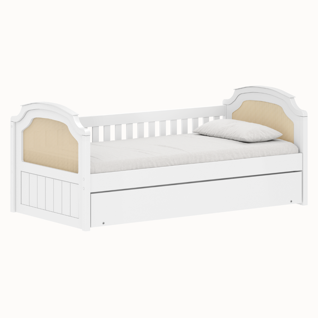 Bicama Infantil em MDF Branca com Palinha Natural Linha Classic Premium