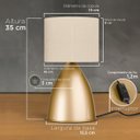 Ver imagem 5 de Luminaria de Mesa Abajur Clássico Bojudo Alumínio Dourado com Cúpula Tecido Algodão