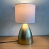 Abajur Luminária de Mesa Dourado Bojudo com Cúpula de Algodão Bege para Sala, Quarto, Cama Cabeceira - 2