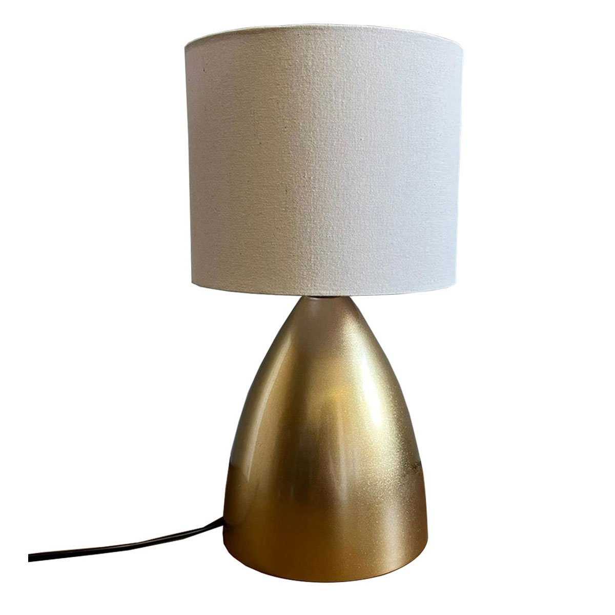 Abajur Luminaria Clássico Dourado Bivolt com Cúpula Tecido Algodão Soquete E27 - Dourado Cúpula Bege