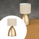 Ver imagem 4 de Luminaria de Mesa Abajur Clássico Bojudo Alumínio Dourado com Cúpula Tecido Algodão