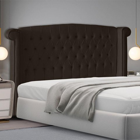 Cabeceira de Cama Box Toquio Casal Queen 160 Cm Suede Marrom do Lar Móveis e Decoração