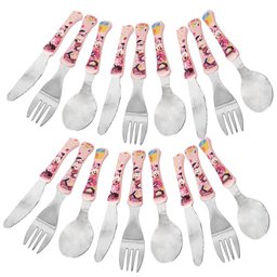 12 Jogos de Talheres Minnie Garfo Faca Colher Inox Disney Infantil Rosa Simonaggio - 5