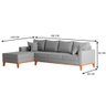 Sofá Beny com Chaise Esquerda, 1,40x2,60m, 4 Lugares, Linho, Base em Madeira. (cinza) - 3