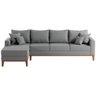 Sofá Beny com Chaise Esquerda, 1,40x2,60m, 4 Lugares, Linho, Base em Madeira. (cinza) - 2